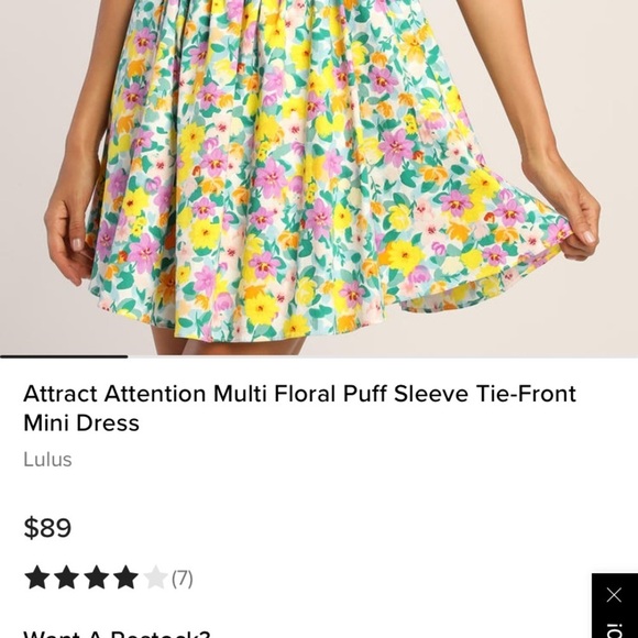 Lulus Attract Attention Multi Floral Puff Sleeve Tie-Front Mini Dress milkmaid - Picture 13 of 13